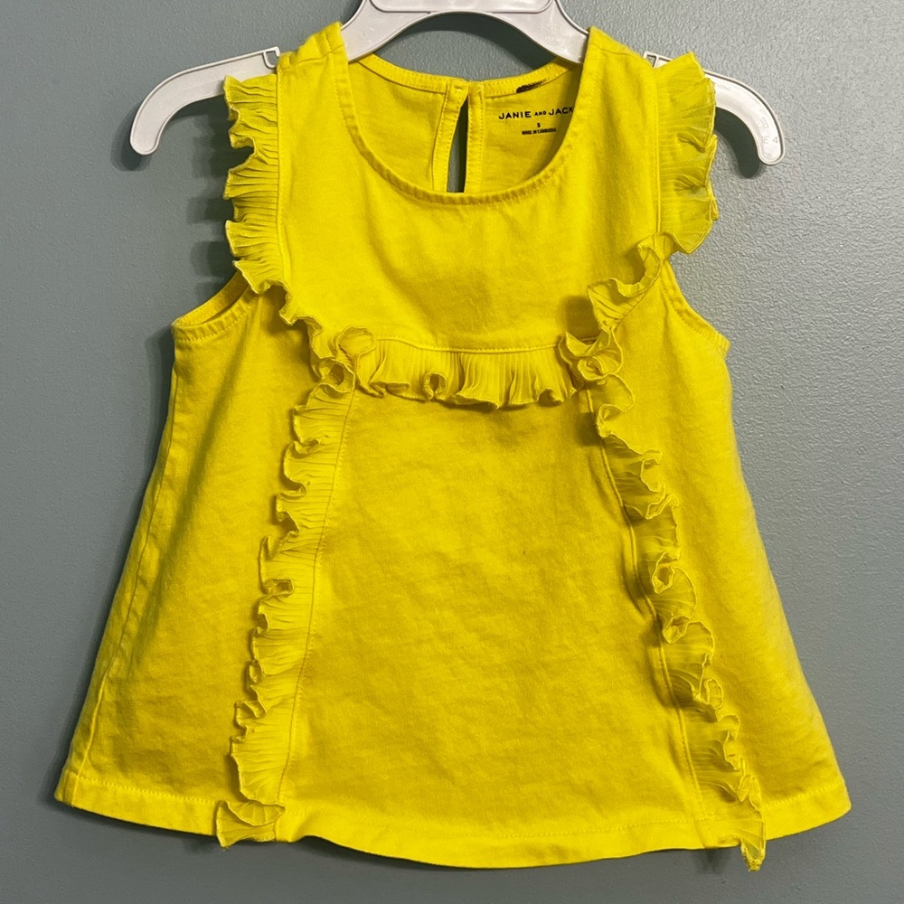 Girl’s Size 5 Janie and Jack Yellow Ruffle Tank Top